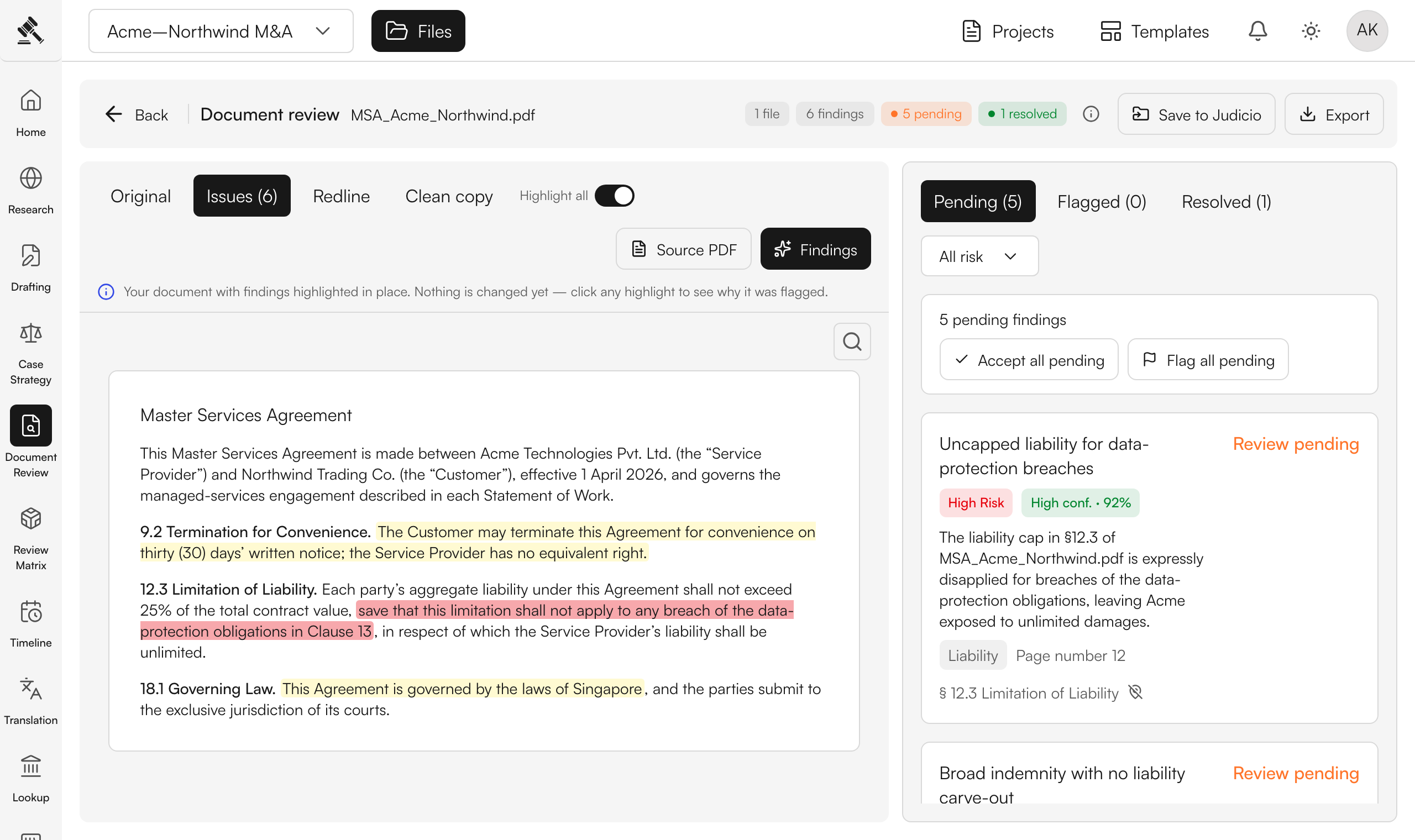 Judicio document review walkthrough