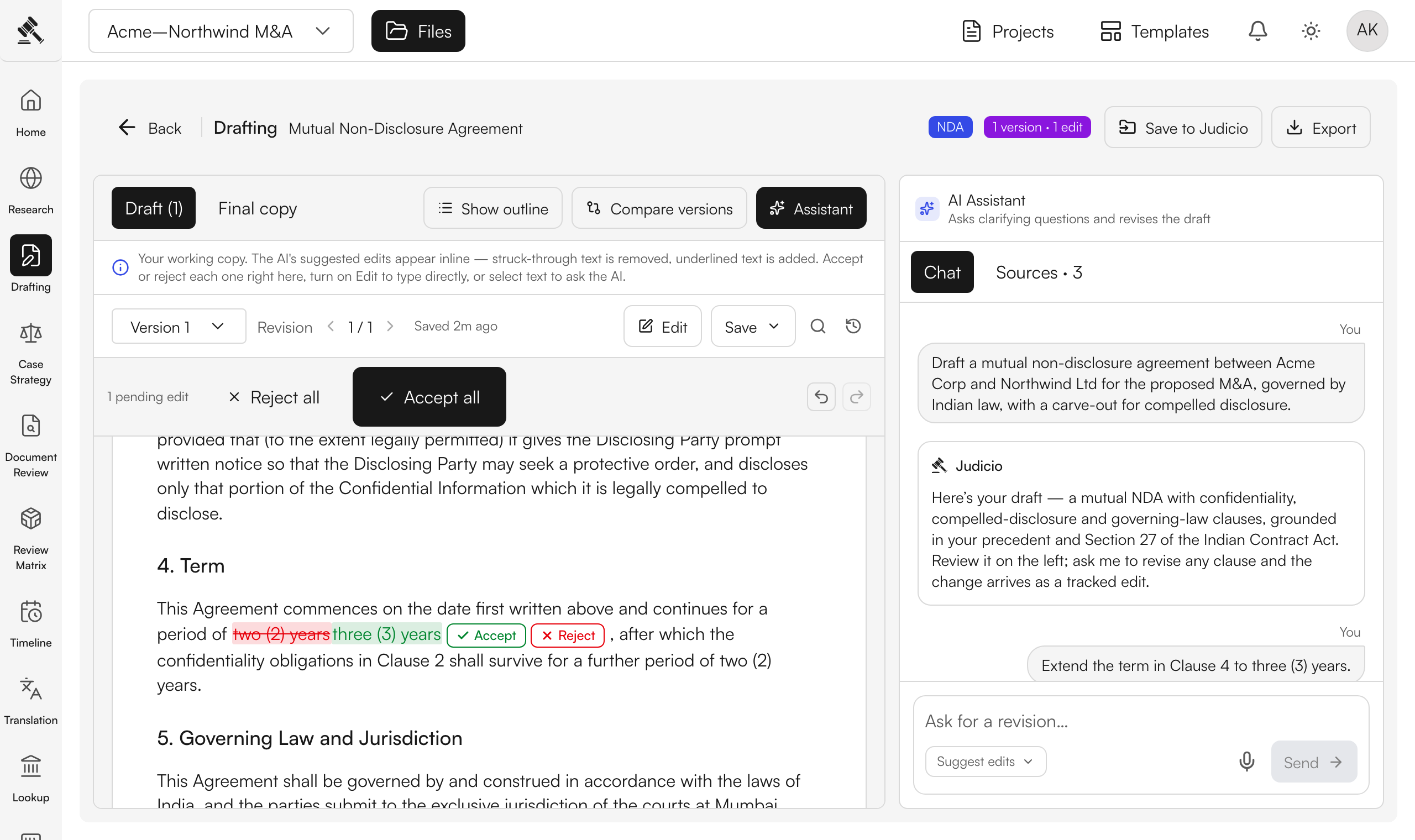 Judicio drafting walkthrough