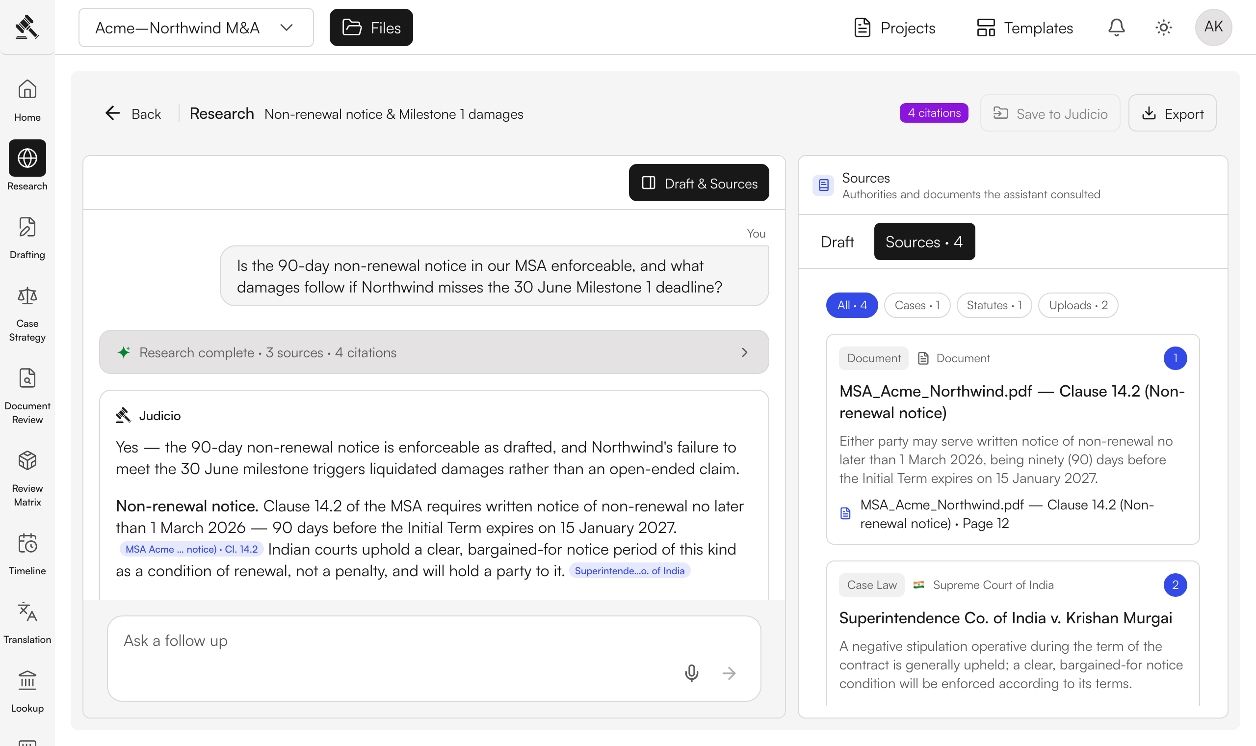 Judicio research walkthrough